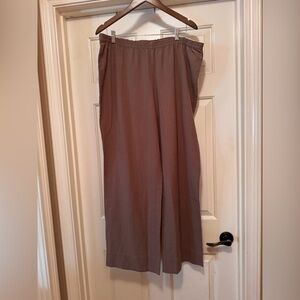 Soft Surroundings Taupe 100% Cotton Wide Leg/Full Length Pants 1X NWT